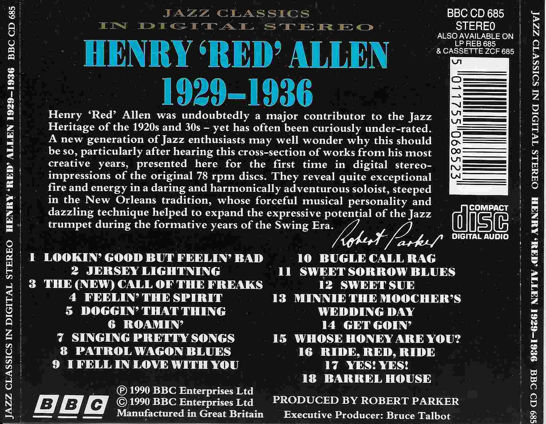 Picture of BBCCD685 Jazz classics - Henry 'Red' Allen by artist Henry 'Red' Allen from the BBC records and Tapes library